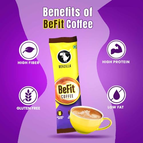 Image of Bevzilla 30 Instant BeFit Coffee Powder Sachets |Arabica with Fenugreek Extract (30 x 5g Pouches)| Smooth, Bold Flavour | Supports a Healthier Lifestyle |Enjoy Hot & Cold