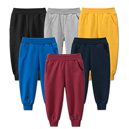 Bidobibo Little Boys Joggers Toddler Casual Baggy Sweatpants Kids Cotton Elastic Waist Drawstring Athletic Pants with Pockets2