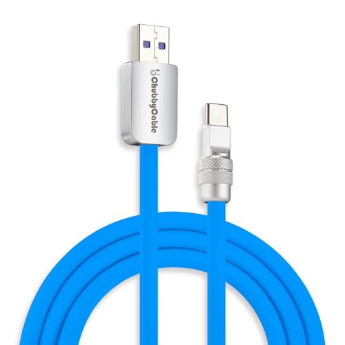 Image of chubbycable Chubby 2.0 Fast Charging Cable Durable Soft Silicone USB C Cable 120W Extra Thick Charger Cord Compatible with iPhone 17-15 Series iPad, Blue, USB-A to Type-C, 4.9FT