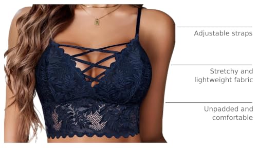 Image of Avidlove Bralettes for Women V Neck Lace Camisole Y2K Tank Top Strappy Cami Unpadded Bra Lingerie Crop Tops Outfits