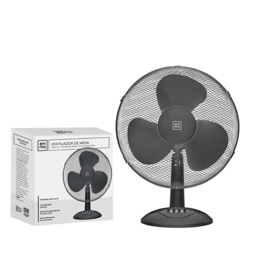 Ventilador de pie EMMA - Ultra Silencioso - Envio 24h - 45 W - Bajo Consumo - Alta Potencia en 3 velocidades - Altura Modulable - 3 Aspas Duales - Pedestal - Ligero y Resistente (Negro, Mesa)