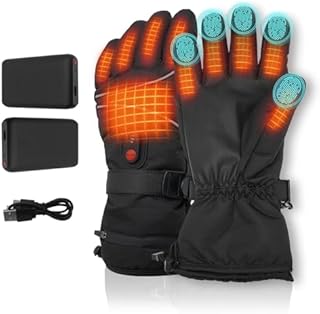Clydpee Heated Gloves for Men Women, Rechargeable Electric Heating Gloves 5000mAH Battery Powered Touchscreen Waterproof Electric Ski Gloves, Winter Warm Gloves for Skating Ski Snow Work