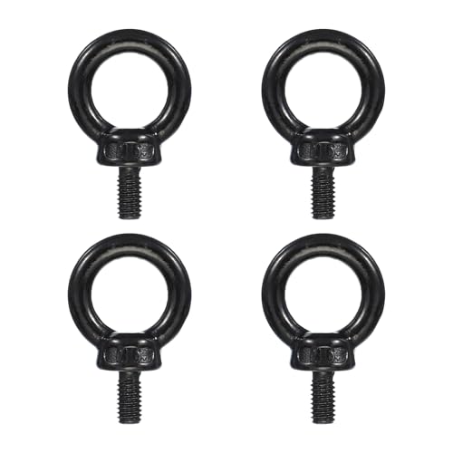 Image of PATIKIL Lifting Eye Bolts M6 x 12mm, 4 Pcs 304 Stainless Steel Shoulder Ring Threaded Screw Machinery Shoulder Eyebolt for Lifting Hanging, Black