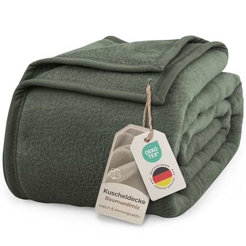 LAYNENBURG Premium Baumwolldecke 150x200 cm - Oeko-TEX 100 - Baumwollmix Kuscheldecke - Decke als...