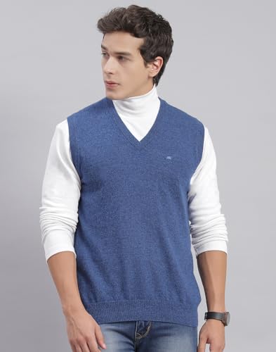 Image of Monte Carlo Off White Solid V Neck Sweater | Warm Woolen Pullover for Men | Soft Comfortable Knitted Winter Wear Sweater for Men's