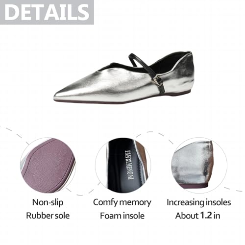 Womens Pointed Toe Flat Mary Jane Shoes Comfortable Elegant Leather Soft Sole Adjustable Strap Buckled Dress Ballet Flats for Dance Walking Casual Daily3