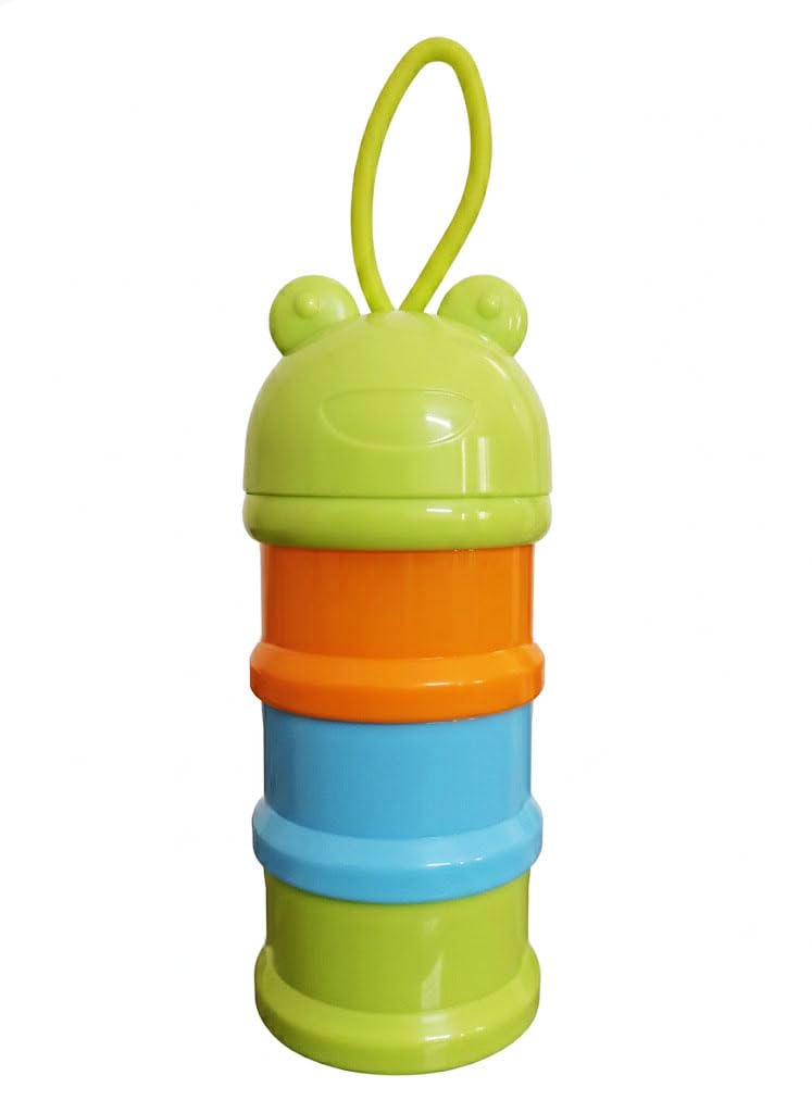 3 Layer Cute Bear Portable Baby Food Milk Powder Storage Box Travel Container (Green Multicolour)-image-9