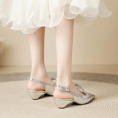 Elegant Womens Chunky Heel Bow Slingback Pumps4