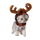 Amosfun Christmas Pet Hat with Antlers Xmas Dog Cat Costume Hat Party Cospaly Headwear for Small Pets