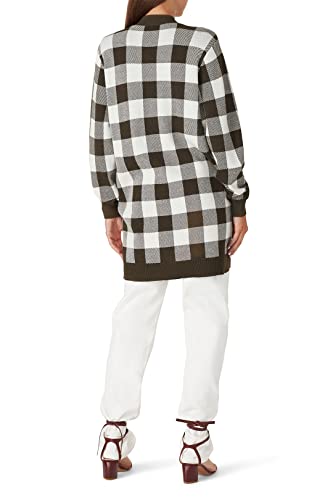 Image of Sita Murt Women's Oversized Checkered V-Neck Cardigan, Brown