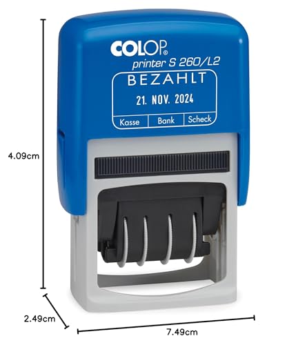 Tampon dateur COLOP Printer S 260 bicolore empreinte texte PAYE bleu et rouge - 3