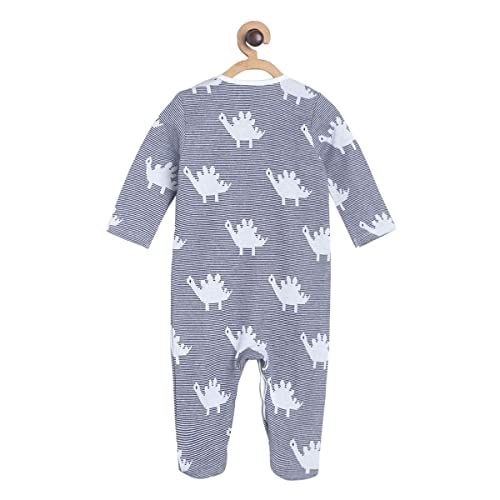 Image of miniklub Infant Boys Blue & White Striped Sleepsuit