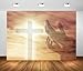 BELECO 7x5ft Fabric Jesus Christ Cross Backdrop Hand Hold Christian Cross Pray Sunset Cloudy Scenery Background Church Religious Easter Party Theme Decorations Photo Booth Studio Props Wallpaper