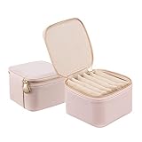 Vlando Small Travel Jewelry Box Organizer - 6 Small Carry-on Zipped Pouches for Jewelries Necklaces Rings Earrings Necklace Sorting Storage, Rosy Mauve