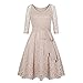 Produktbild JUSTSELL 1950er Kleider für Damen Herbst,Frauen 50er Vintage Retro Kleider Blumen Spitze Abendkleid Lange Ärmel Cocktailkleid Brautjungfer Hochze Kleider (Beige H, M)