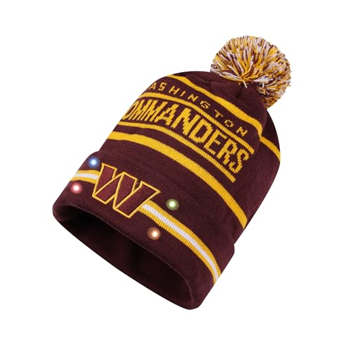 FOCO NFL Unisex-Adult Officially Licensed LED Light Up Classic Cuffed Knit Beanie Cold Weather Hat (Washington Commanders)