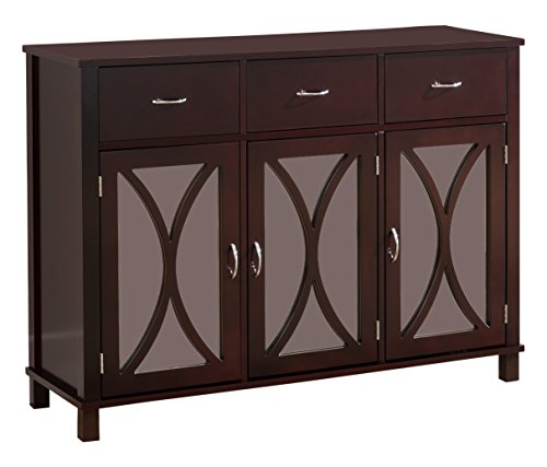 Kings Brand Furniture Rutheron Buffet Server Cabinet / Console Table, Mirrored Doors, Espresso #TOP2