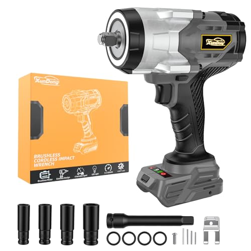 Image of Cordless 1 /2 inch Impact Wrench Compatibe with Dewalt 20V Battery, 1250Ft-lbs(1700N.M) High Torque Impact Gun Heavy Duty, Brushless Electric Power Impact Driver with 4 Sockets&4 Speeds&LED Work Light