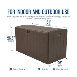 Plastic Development Group Outdoor Storage Deck Box Soft Closure 130 Gallon Java