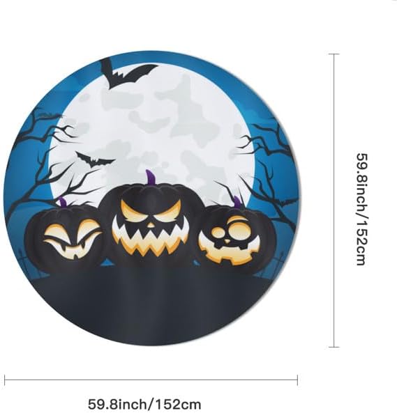 Miniatura 2 de Bidesign Mantel redondo de Halloween lavable a prueba de derrames, con calabaza funky para decoración de Halloween, cena, picnic, fiestas,