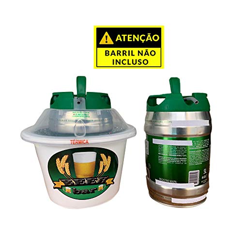 Chopeira Portátil À Gelo Com Manta Térmica P/Barril 5L - Branco Com Tampa Transparente