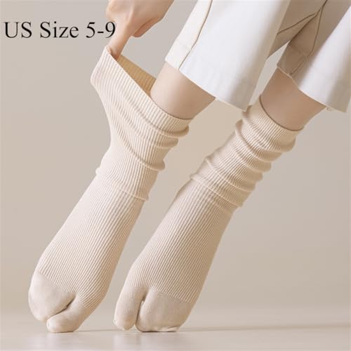 Cute Two Toe Crew Socks Flip Flop Wooden Clogs Tabi shoes Soft Breathable Cotton Casual Socks For Teen Girls2