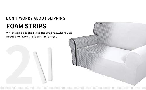 Easy-Going Fleece Stretch Sofa Slipcover Spandex Non-Slip Soft Couch Sofa Cover, Washable Furniture Protector With Anti-Skid Foam And Elastic Bottom For Kids, Pets(Loveseat, Snow White) #TOP2