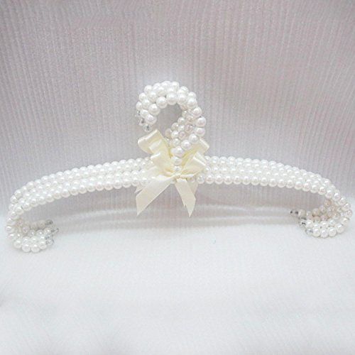 Bueer 10 Pack Wedding Party Prom Boutique Clothing Shop/Store Pearl Beads Metal Elegant Bridesmaids Clothes Hangers (White)