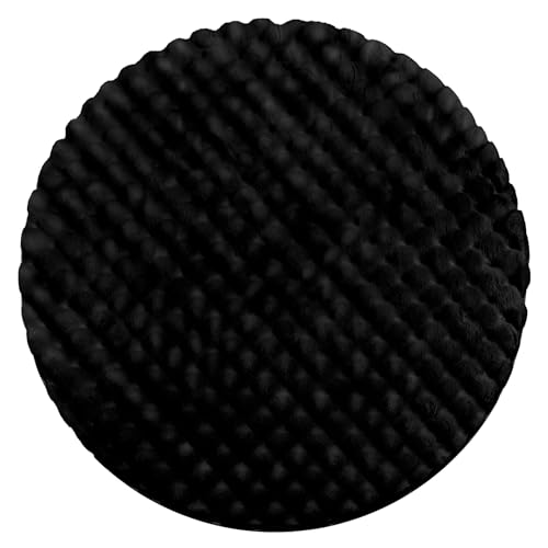 Tapis Bubble imitation fourrure de lapin 3D structuré noir