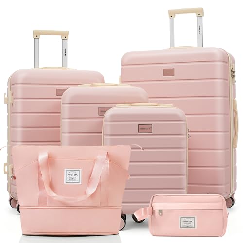 Image of Hardshell Luggage Sets, Lightweight Suitcases with Spinner Wheels, Pink