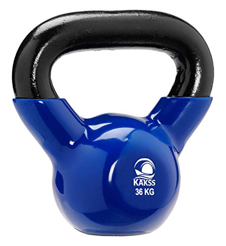Kakss Vinyl half coating Kettle Bell for Gym & Workout (36 KG (Blue)) (PROUDLY MADE IN INDIA)