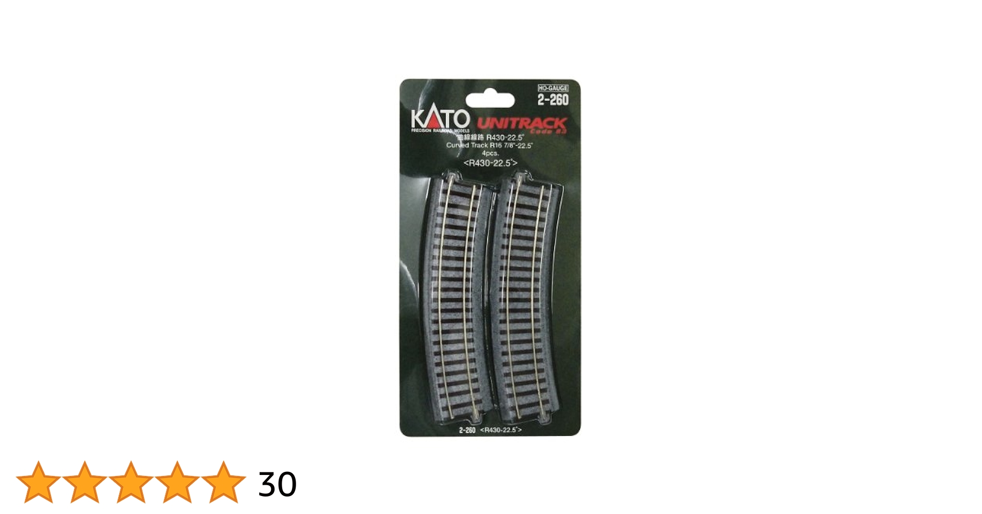 (未使用･未開封品)　KATO HOゲージ 曲線線路 R430-22.5° 4本入 2-260 鉄道模型用品 60wa65s Amazon | KATO HOゲージ 曲線線路 R430-22.5° 4本入 2-260 鉄道