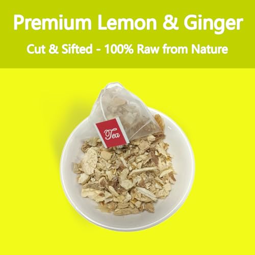 Samcci - Lemon Ginger Tea Bags, 50 Teabags - Great Hot or Iced – Aromatic, Natural, Pleasantly Spicy & Warming - Non-GMO - Caffeine-free - Support Healthy Digestion & Boost Immunity