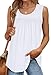 WEESO White Tank Top Woman Loose Fit Summer Outfits Sleeveless White T Shirts Casual Crewneck Tank Top Plain Tshirts Shirts Flowy Travel Resort Wear Beach Vacation Clothes L