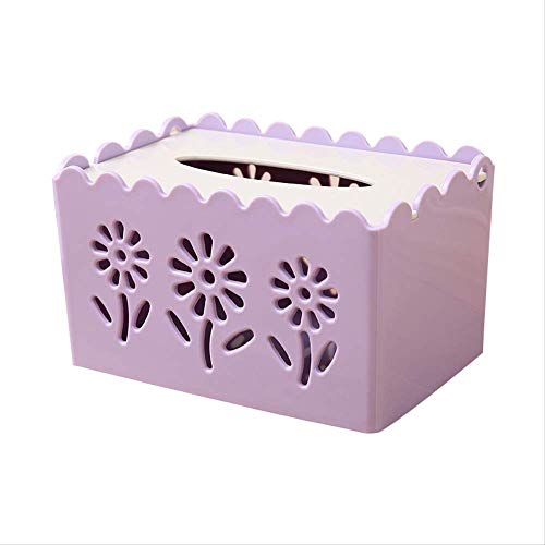 jjyy Sala De Estar Hogar Caja De Pañuelos Mesa De Café Bandeja De Cajón De Mesa Restaurante Caja De Almacenamiento De Pañuelos Caja De Cajón De Papel Hueco Pequeña Flor Morada