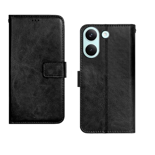 Image of amazon basics Poco X8 Pro 5G Flip Cover | Card Pockets Wallet & Stand | Flip Cover for Poco X8 Pro 5G (Black)