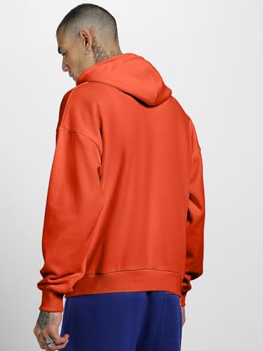 Image of Veirdo Polycotton Spun Oversized Fit Hooded Sweatshirt Full Sleeves Front Chest Graphic Printed Drop Shoulder Jumper Hoodie for Men (Sizes: S to 3XL)