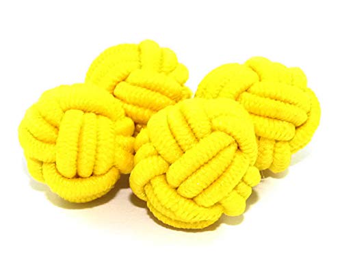 Gemelolandia | Gemelos Borla Bola Amarillo Gemelos Originales Para Camisas | Para Hombres y Niños | Regalos Para Bodas, Comuniones, Bautizos y Otros Eventos