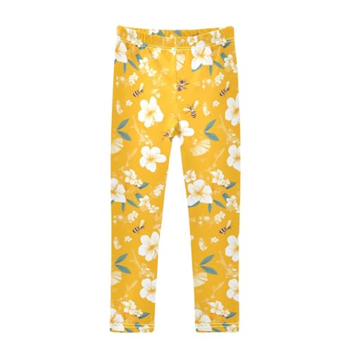 KLL Bees on Yellow Toddler Baby Girl Leggings Casual High Waisted Yoga Pants Sports