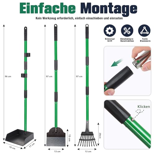 CJYMMFAN Hundekotschaufel Kehrschaufel, Rechen & Schaufel Mit Abfallsäcken, Hundekotsammler Langer Griff, Hundekot Scooper Für Garten & Laub