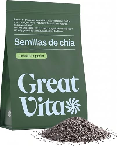 MeaVita Semillas de Chía Ecológicas 1kg (1000g), Semillas Chia Bio Crudas, Chia Seeds Organic, Fuente de Omega 3, Magnesio y Calcio, para Pudin, Batidos y Yogur, Vegano, Sin Gluten, Sin OGM