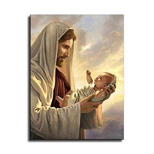 Image of Christ Jesus and Child Wall Art Poster Picture Print Home Room Decor Canvas Mural -105- FINDEMO (16x20inch-NoFramed,style10)