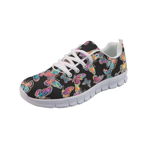 Wanyint Colorful Butterfly Women Tennis Shoes Fashion Butterfly Girls Sneakers Work Shoes Lightweight Mens Athletic Sneakers Footwear for Travel Outdoor