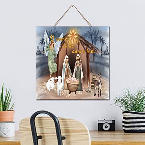 Placa de madera con escena de Navidad para regalar en fiestas 5