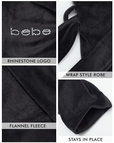 bebe Womens Robes Knee Length with Logo, Soft Velour Bathrobes for Women Gifts for Her4
