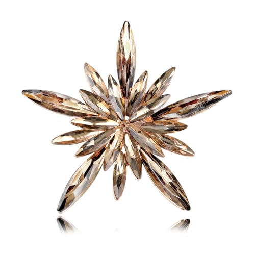 Rhinestone Flower Brooch Pin for Women Red Black Purple Flower Broochs Pin Hat Christmas Brooch Jewelry (Champagne B)