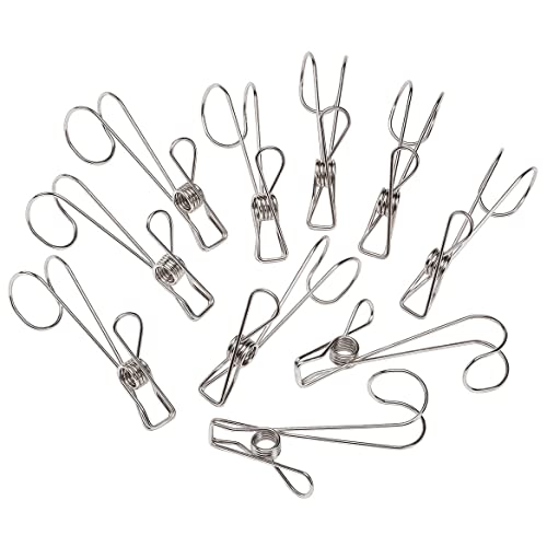 Stainless Steel Clothespin Hooks, Set of 12