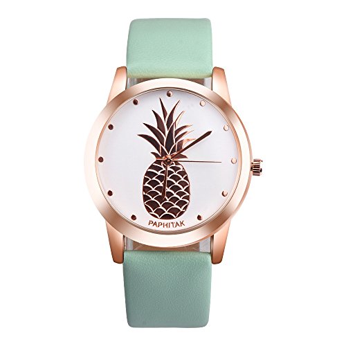Womens Men Watches,Hengshikeji Analog Quartz Wrist Watches Unisex Casual Pineapple Faux Leather Band Fashion Ladies Watches Bracelet Sport Watches for Females
