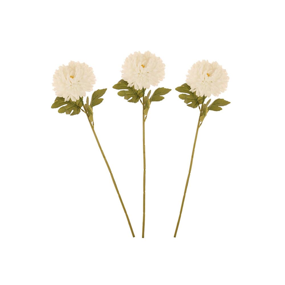 Floristrywarehouse White Pack Of 3 Artificial Chrysanthemum Flower Stems 67Cm/26 Inches Tall