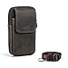 Hengwin Double Pocket Belt Bag for Men Genuine Leather Waist Pack for iPhone/Samsung Galaxy Cell Phones Crossbody Bag Mobile Pouch with Belt Ring and Belt Clip (Gray)